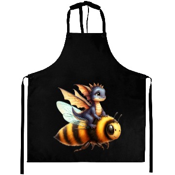 Discover Fun Baby Dragon Riding a Bumble Bee Aprons