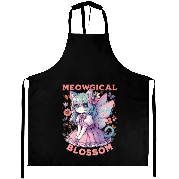 Discover Meowgical Blossom Enchanting Fairycore Cat Fantasy Aprons