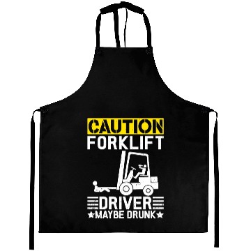 Discover Funny Forklift Caution Forklift Driver Aprons