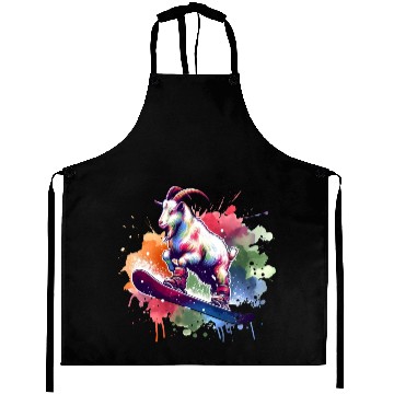 Discover Goat Snowboarder Winter Freestyle Design Aprons