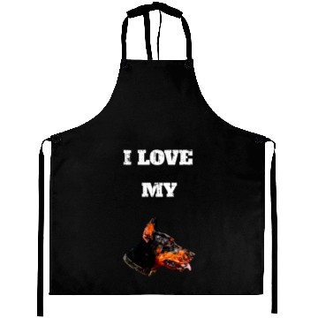 Discover I Love My Geometric Doberman Design Aprons
