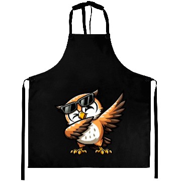 Discover Cute Owl Dabbing Comic Aprons
