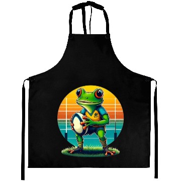 Discover Funky Frog Playing Rugby Aprons