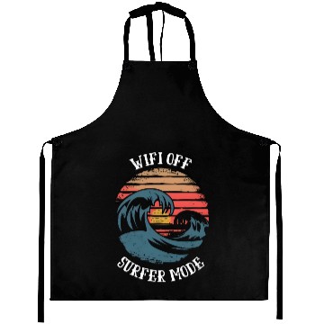 Discover WiFi Off Surfer Mode Surfing Sunset Vintage Gift Aprons