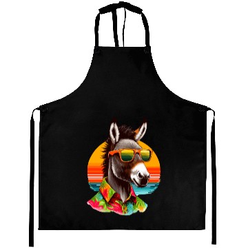 Discover Retro Sunset And Donkey In Color Aprons