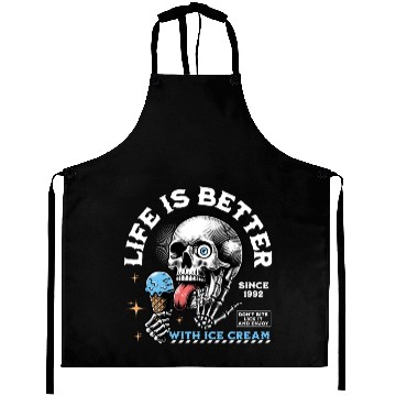 Discover Skull enjoying ice cream Aprons