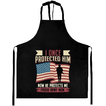 Discover Proud Army Mom: He Protects Me Aprons