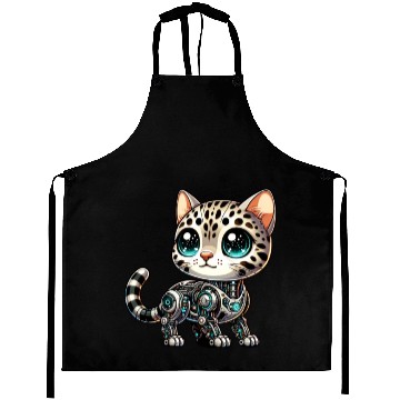 Discover Bengal Cat Robot Cyborg Cartoon Aprons