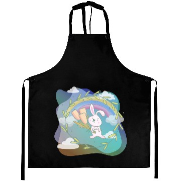 Discover Cute Funny Easter Egg Rabbit With Flower Frame Aprons