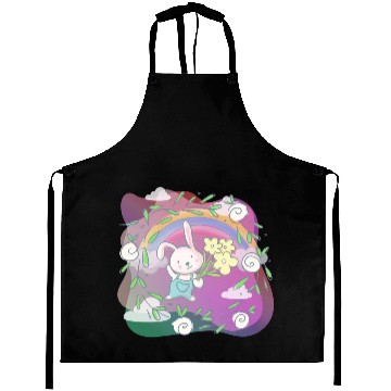 Discover Cute Funny Easter Egg Rabbit With Flower Frame Aprons