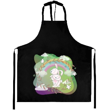 Discover Cute Funny Easter Egg Rabbit With Flower Frame Aprons