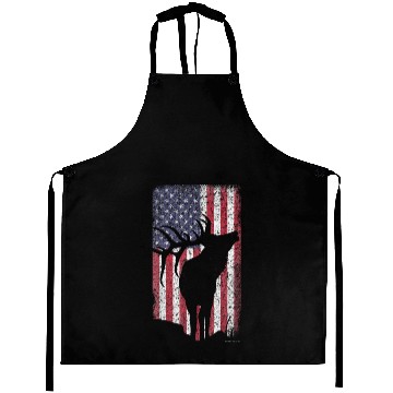 Discover Elk Hunting Bugling Bull US Flag American Aprons