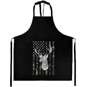 Discover Whitetail Buck Deer Hunting American Camouflage Aprons