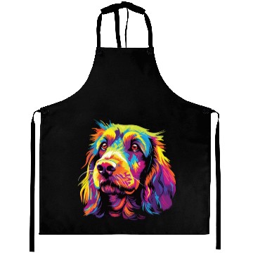 Discover Watercolor Colorful Petit Basset Griffon Vendeen Aprons