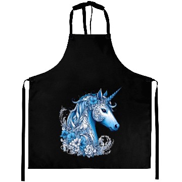 Discover Abstract blue unicorn Aprons