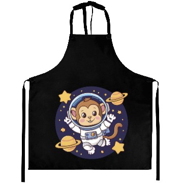 Discover cute monkey floating in space Aprons