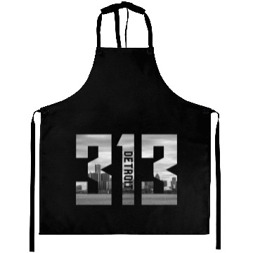 Discover Detroit Michigan 313 Area Code Skyline Aprons