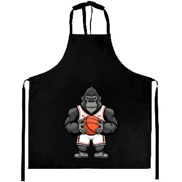 Discover Funny Gorilla Playing Basketball Aprons