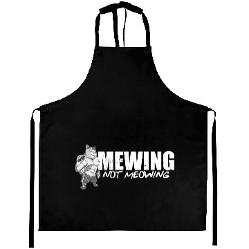Discover Funny Cat Meme Mewing Not Meowing Jawline Aprons