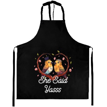 Discover She Said Yasss Fiance Groom Boyfriend Girlfriend Aprons