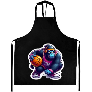 Discover Cool Funky Gorilla Slammin' Basketball Aprons