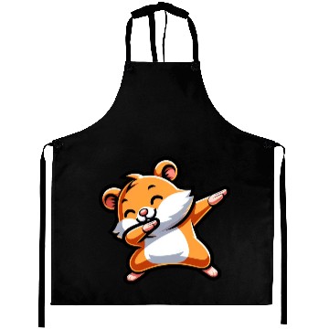 Discover Cute Hamster Doing the Dab: Cartoon Style Aprons