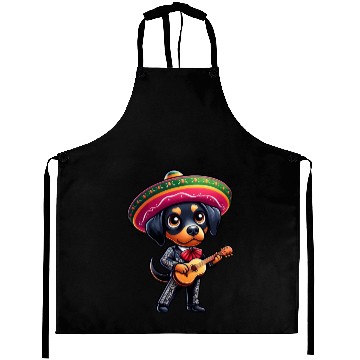 Discover Doberman as Mariachi Guitarist Cinco de Mayo Aprons