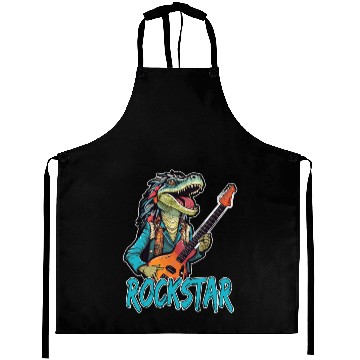 Discover Rockstar Reptile Musician with Electric Guitar Aprons