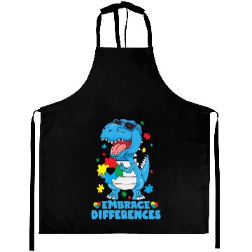 Discover Embrace Differences T Rex Dinosaur Autism Awarenes Aprons