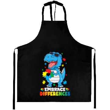 Discover Embrace Differences T Rex Dinosaur Autism Awarenes Aprons