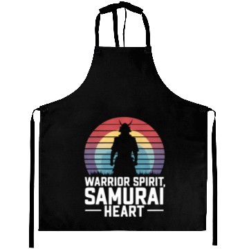 Discover Samurai On A Retro Sunset Aprons