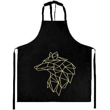 Discover Wolf face tattoo geometric modern Colorful Aprons