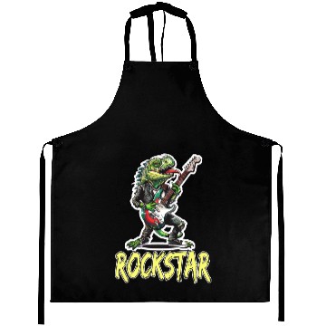 Discover Rockstar Reptile Musician with Electric Guitar Aprons