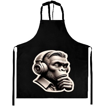 Discover Monkey Thinker Music Lover, Man Face Aprons