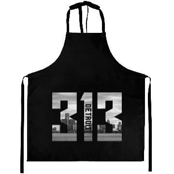 Discover Detroit Michigan 313 Area Code Skyline Aprons