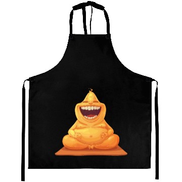 Discover Joyful Yellow Creature Embracing Laughter Aprons