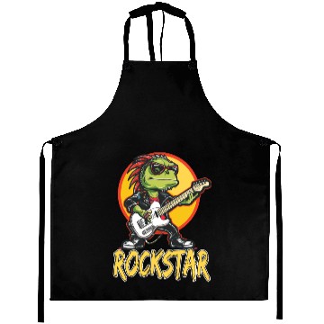 Discover Rockstar Reptile Musician with Electric Guitar Aprons