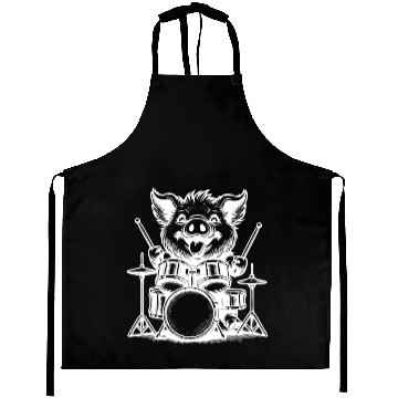 Discover Pig Drummer Farm Beat White Design Aprons