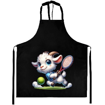 Discover Goat Tennis Player Court Match Design Aprons