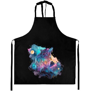 Discover Wolf Print, Cosmic Wolves, Animal Print, Cosmos Aprons