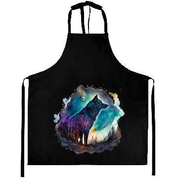 Discover Wolf Print, Cosmic Wolves, Animal Print, Cosmos Aprons