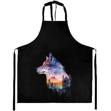 Discover Wolf Print, Cosmic Wolves, Animal Print, Cosmos Aprons