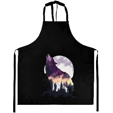 Discover Wolf Print, Cosmic Wolves, Animal Print, Cosmos Aprons