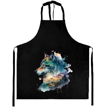 Discover Wolf Print, Cosmic Wolves, Animal Print, Cosmos Aprons