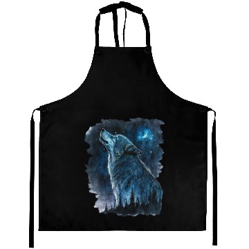 Discover Wolf Print, Cosmic Wolves, Animal Print, Cosmos Aprons