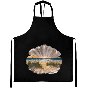 Discover Seashell Beach Scene Serene Ocean Landscape Aprons