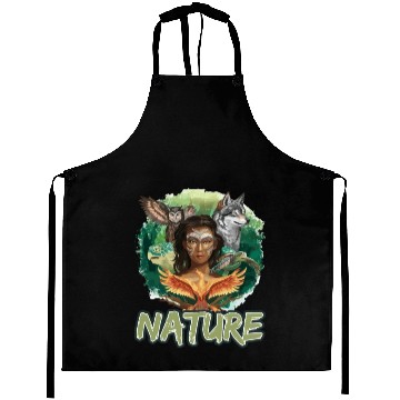 Discover Nature-Inspired Wolf Owl Turtle Phoenix Woman Aprons