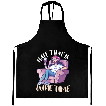 Discover Lacrosse Mom Half-Time is Wine Time Aprons