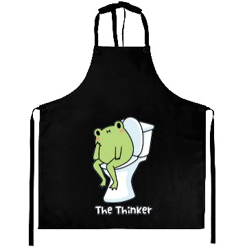Discover The thinker, kawaii frog Aprons