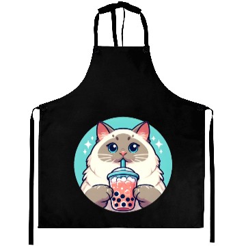 Discover Siamese cat having bubble tea Aprons